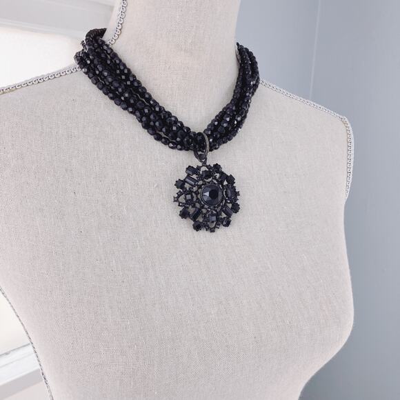 VTG Signed RJ Graziano Beaded Choker Necklace Filigree Pendant Gothic Y2K EUC - Picture 9 of 11